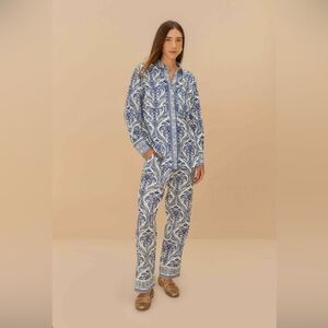 Farm Rio Off-White Tropical Cameo Pajama Pants